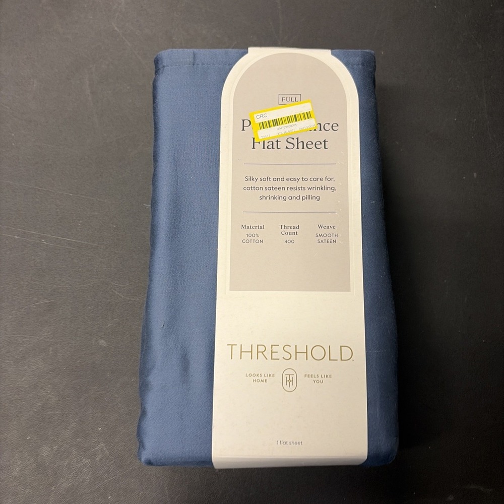 Full 400 Thread Count Performance Flat Sheet Metallic Blue Threshold Cotton 0579